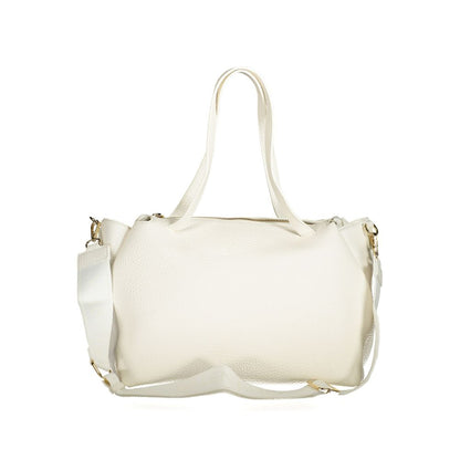 Handbag by Mario Valentino for women in polyethylene white & signature features a exquisite silhouette, showcasing a secure zipper and exquisite internal-pockets with versatile adjustable-strap, detachable-strap & handle for a exquisite finish.