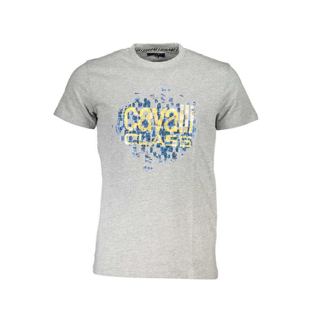 T-Shirt by Cavalli Class for men in cotton canvas brown & gray features an edgy silhouette, meticulously detailed with a sophisticated and crew neckline for a truly edgy finish.