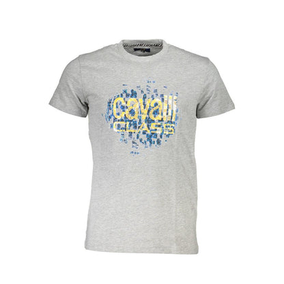 T-Shirt by Cavalli Class for men in cotton canvas brown & gray features an edgy silhouette, meticulously detailed with a sophisticated and crew neckline for a truly edgy finish.