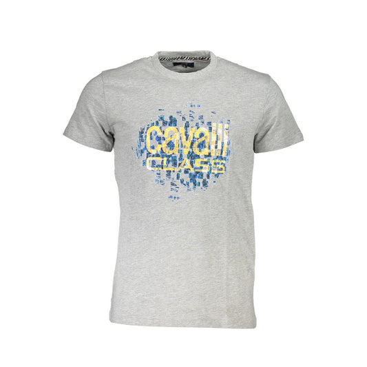 T-Shirt by Cavalli Class for men in cotton canvas brown & gray features an edgy silhouette, meticulously detailed with a sophisticated and crew neckline for a truly edgy finish.