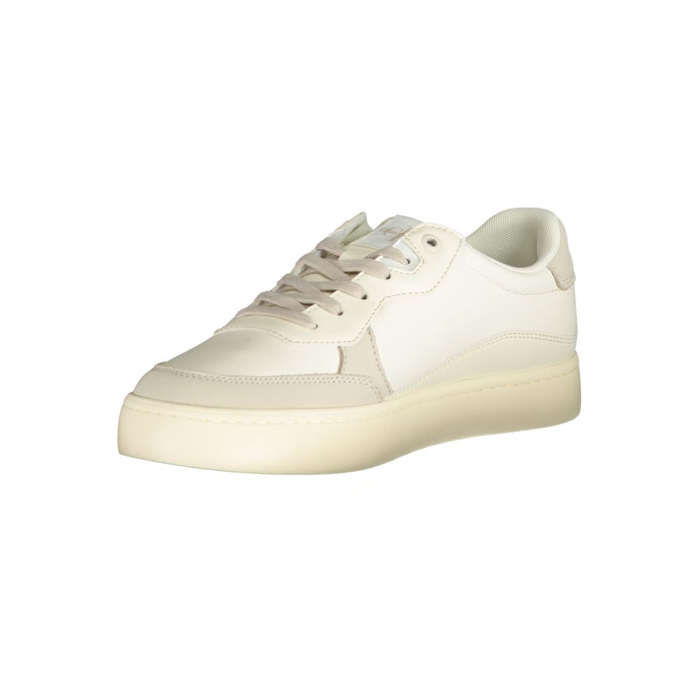 Sneakers by Calvin Klein for men in polyester polyethylene leather white features an sumptuous silhouette, showcasing the premium Men's Athletic Polyester Polyethylene Leather Sneakers in a sumptuous athletic style that offers a sumptuous finish for refined style.