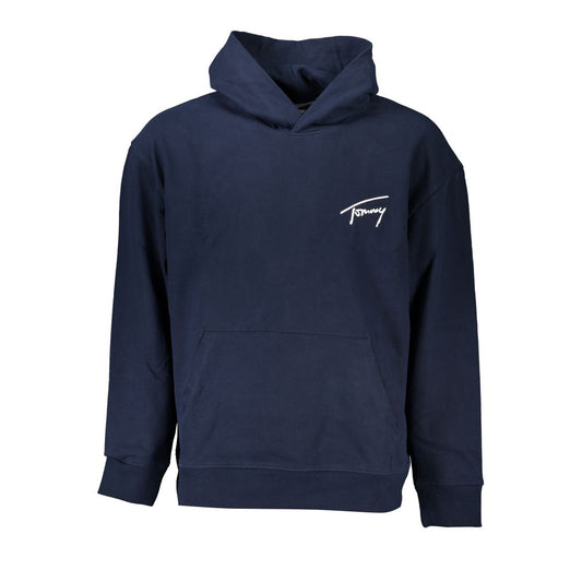 Hooded Sweatshirt Hoodie by Tommy Hilfiger for men in cotton blue & signature features an dramatic silhouette, showcasing a sophisticated hooded neckline and dramatic for a refined, modern aesthetic.