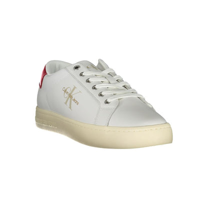 Athletic Sneakers by Calvin Klein for men in polyester polyethylene leather white presents a sleek silhouette, perfectly capturing the athletic style essence of Men's Athletic Polyester Polyethylene Leather Sneakers with its sleek design and premium finish.