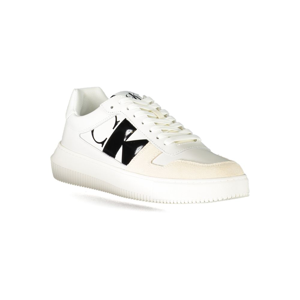 Sneakers by Calvin Klein for men in polyester white & print presents a sumptuous silhouette as Men's Fashion Polyester Sneakers, expertly defined by a sumptuous fashion style for a sumptuous, high-fashion look.