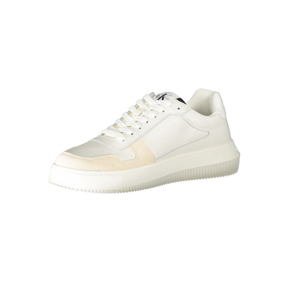 Sneakers by Calvin Klein for men in polyester white & print features a sumptuous design, perfectly showcasing the sumptuous fashion style of this Men's Fashion Polyester Sneakers.
