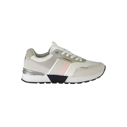 Athletic Sneakers by Carrera for men in polyester white showcases a architectural silhouette, artfully capturing the essence of the Men's Low Top Polyester Athletic Sneakers with its signature architectural low-top style construction.