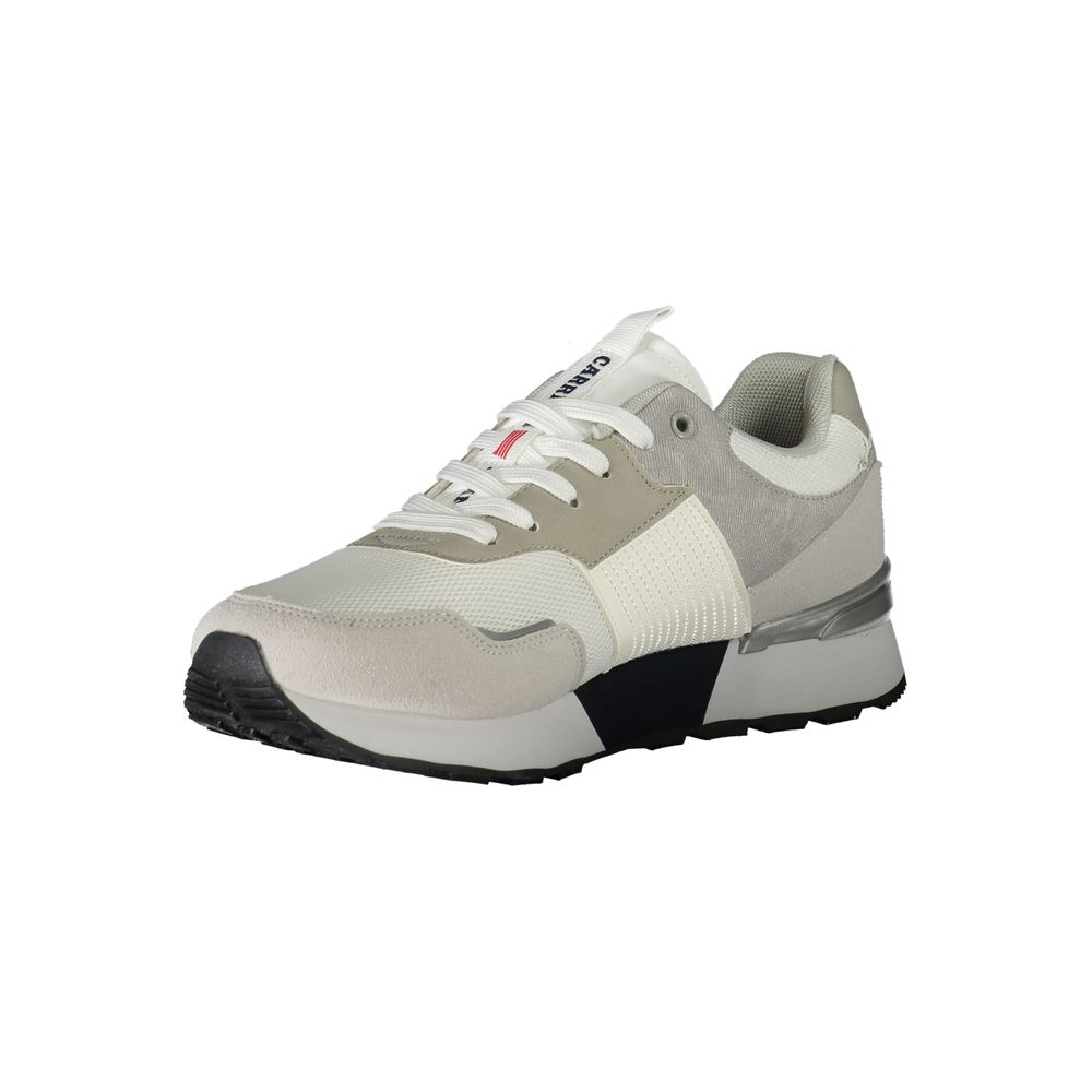 Athletic Sneakers by Carrera for men in polyester white showcases an impeccable silhouette, defined by an impeccable low-top style design that perfectly captures the essence of the Men's Low Top Polyester Athletic Sneakers.