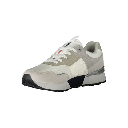 Athletic Sneakers by Carrera for men in polyester white showcases an impeccable silhouette, defined by an impeccable low-top style design that perfectly captures the essence of the Men's Low Top Polyester Athletic Sneakers.