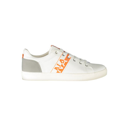 Athletic Sneakers by Napapijri for men in polyester & polyurethane black & white showcases a architectural silhouette, artfully capturing the essence of the Men's Athletic Polyester & Polyurethane Sneakers with its signature architectural athletic style construction.