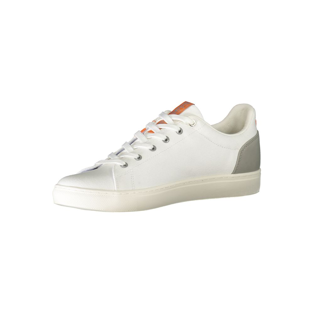 Athletic Sneakers by Napapijri for men in polyester & polyurethane black & white presents a sleek silhouette, perfectly capturing the athletic style essence of Men's Athletic Polyester & Polyurethane Sneakers with its sleek design and premium finish.