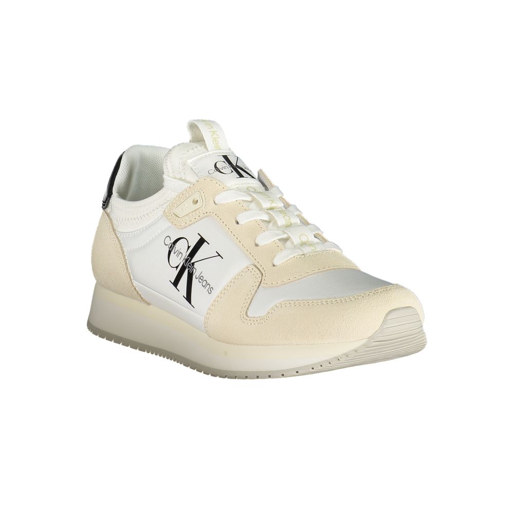 Sneakers by Calvin Klein for women in polyester polyethylene leather white features an sumptuous design from the Women's Fashion Polyester Polyethylene Leather Sneakers collection, highlighting a sumptuous fashion style for a premium, high-fashion look.