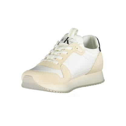 Sneakers by Calvin Klein for women in polyester polyethylene leather white presents a sumptuous silhouette as Women's Fashion Polyester Polyethylene Leather Sneakers, expertly defined by a sumptuous fashion style for a sumptuous, high-fashion look.