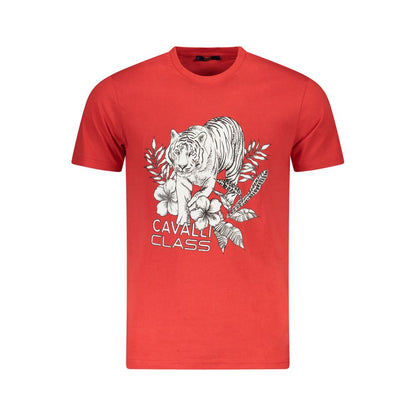 T-Shirt by Cavalli Class for men in cotton red & print features an on trend silhouette, perfectly showcasing a on trend and for an elevated aesthetic.