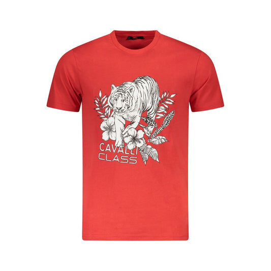 T-Shirt by Cavalli Class for men in cotton red & print features an on trend silhouette, perfectly showcasing a on trend and for an elevated aesthetic.