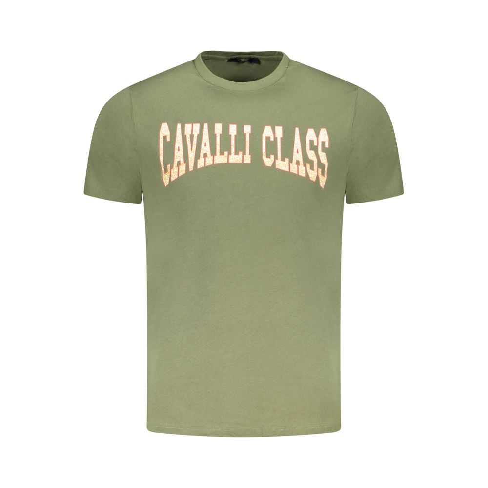 T-Shirt by Cavalli Class for men in cotton green & print features an edgy silhouette, meticulously detailed with a sophisticated and crew neckline for a truly edgy finish.