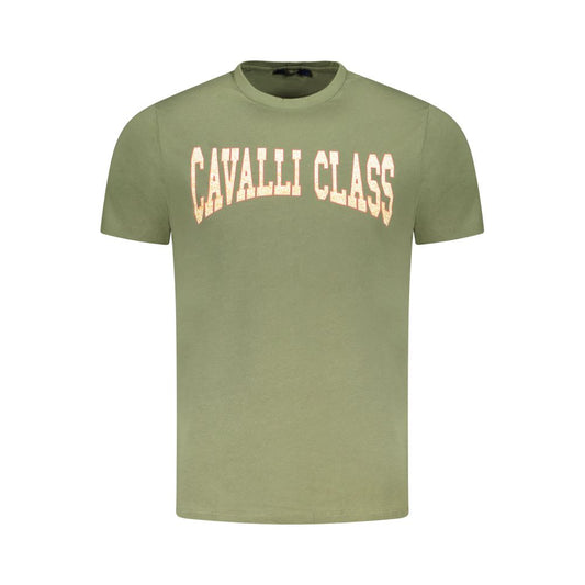 T-Shirt by Cavalli Class for men in cotton green & print features an edgy silhouette, meticulously detailed with a sophisticated and crew neckline for a truly edgy finish.