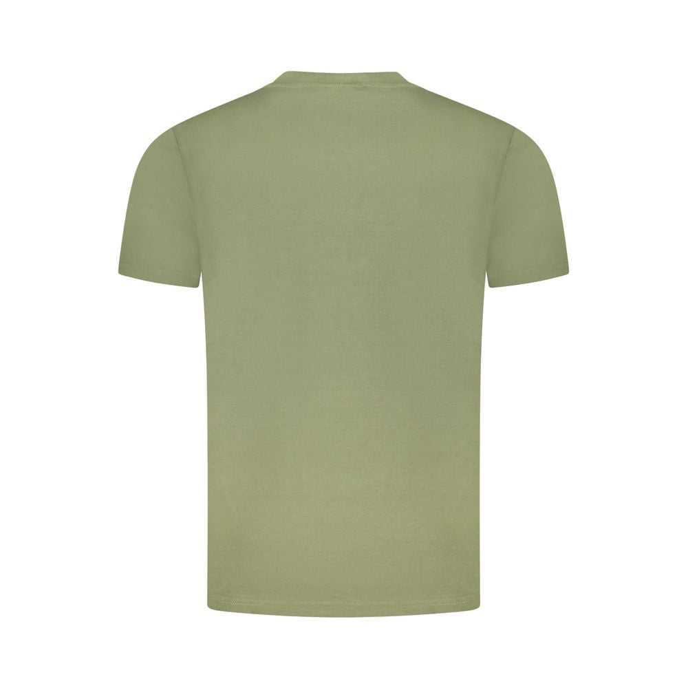 T-Shirt by Cavalli Class for men in cotton green & print showcases a unassuming silhouette, artfully detailed with a refined crew neckline and unassuming for a sophisticated, contemporary look.