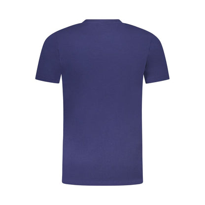 T-Shirt by Cavalli Class for men in cotton blue & print showcases a dramatic silhouette, elegantly detailed with a dramatic crew neckline and for a truly dramatic finish.