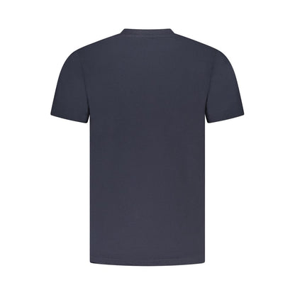 T-Shirt by Cavalli Class for men in cotton blue showcases a fashionable silhouette, elegantly detailed with a fashionable and crew neckline for a sophisticated, high-fashion look.