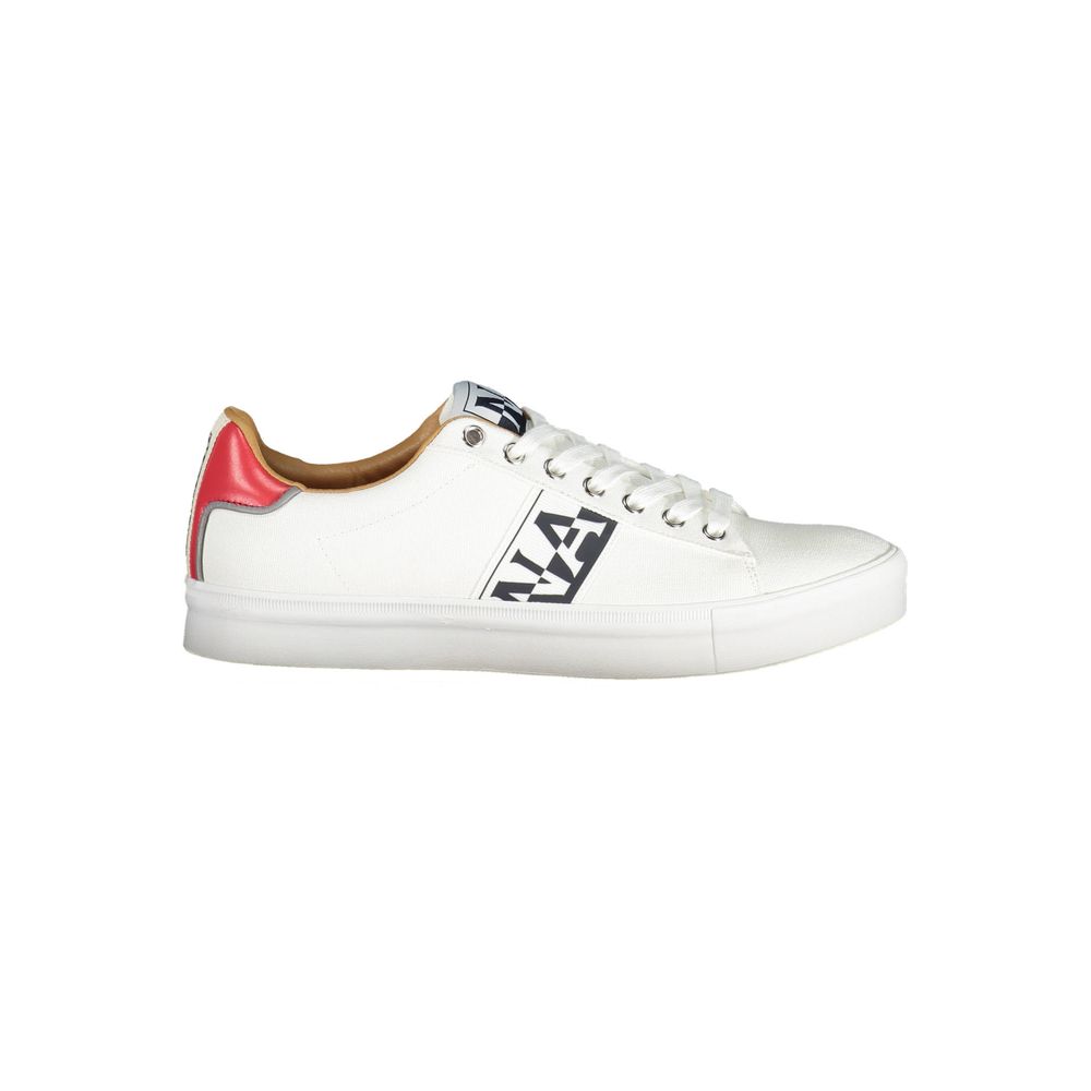 Sneakers by Napapijri for men in polyester & polyethylene white features an sumptuous silhouette, showcasing the premium Men's Fashion Polyester & Polyethylene Sneakers in a sumptuous fashion style that offers a sumptuous finish for refined style.