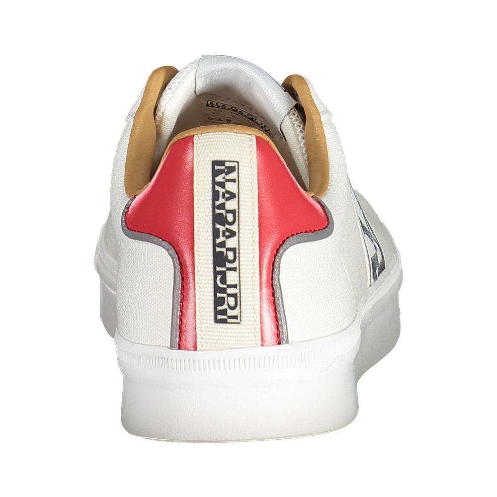 Sneakers by Napapijri for men in polyester & polyethylene white presents a sumptuous silhouette as Men's Fashion Polyester & Polyethylene Sneakers, expertly defined by a sumptuous fashion style for a sumptuous, high-fashion look.