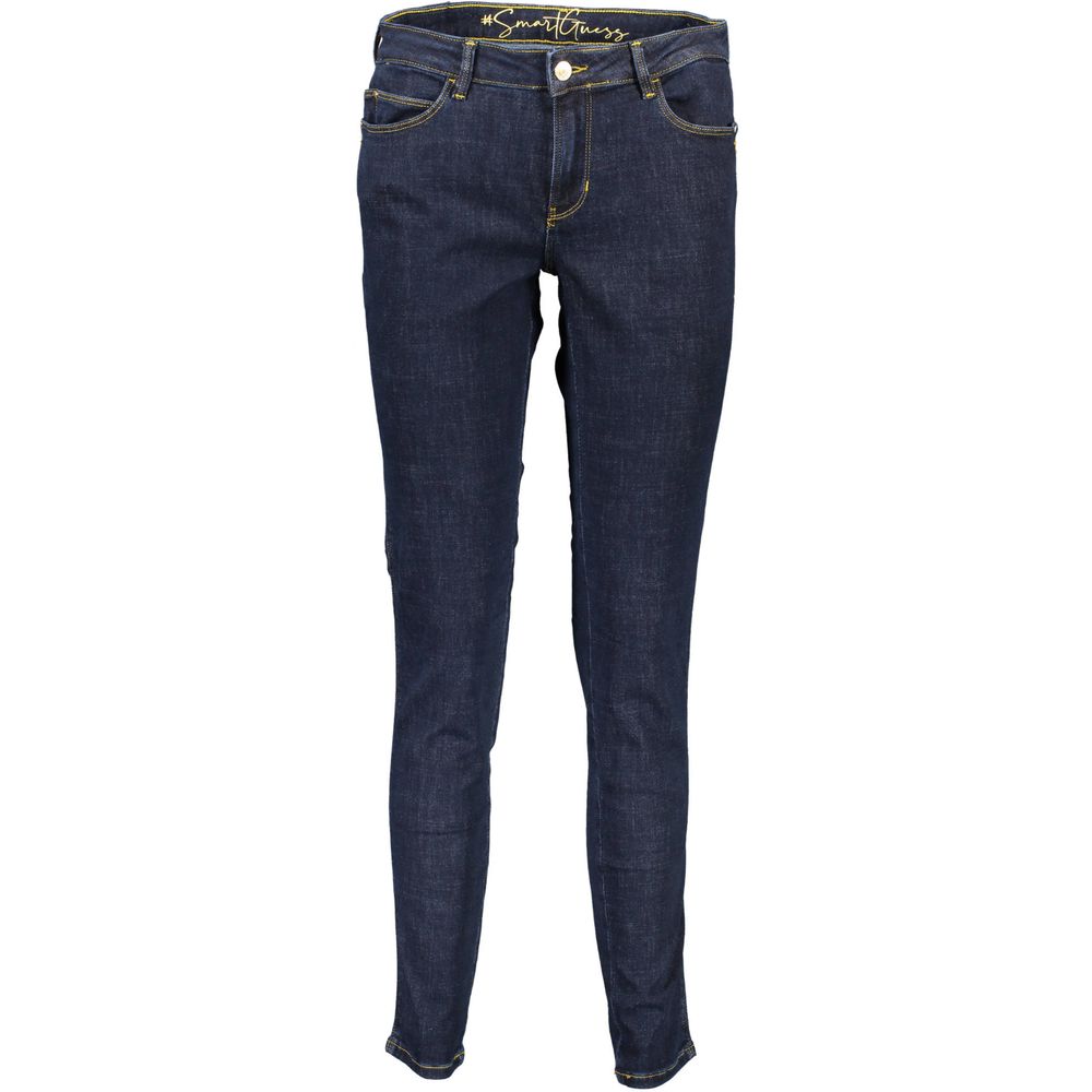 Jeans by Guess Jeans for women in stretch denim cotton blue presents a refined pantology silhouette, artfully defined by a refined pantology skinny, long, and a sophisticated .