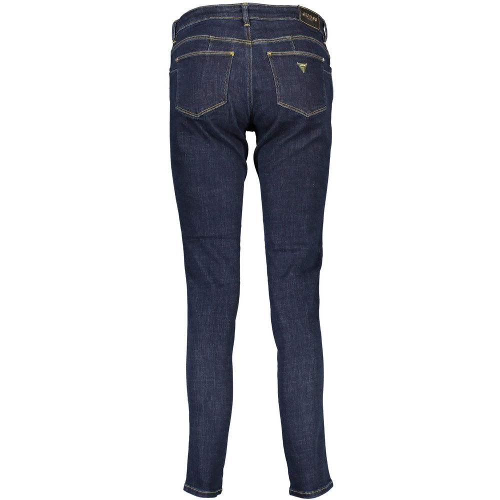 Jeans by Guess Jeans for women in stretch denim cotton blue presents a tailored silhouette, showcasing a tailored skinny and long cut with a refined for a truly tailored aesthetic.