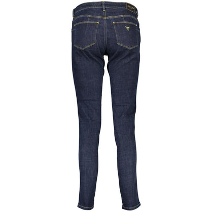 Jeans by Guess Jeans for women in stretch denim cotton blue presents a tailored silhouette, showcasing a tailored skinny and long cut with a refined for a truly tailored aesthetic.