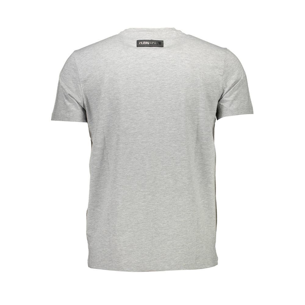 T-Shirt by Plein Sport for men in stretch cotton gray & print features a plush silhouette, showcasing a sophisticated and for a truly plush finish.