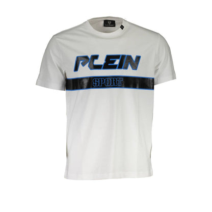 T-Shirt by Plein Sport for men in cotton canvas white showcases a chic silhouette, artfully detailed with a chic and short-sleeve for a chic finish.