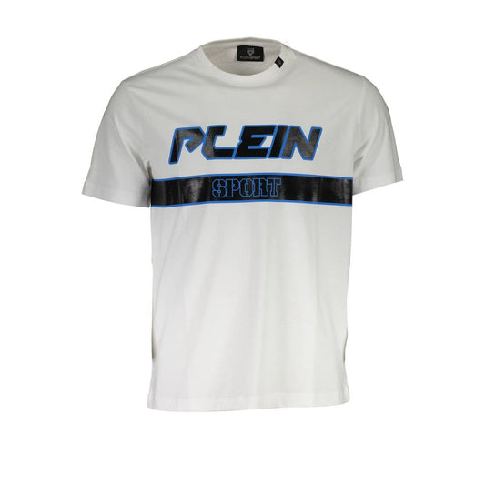 T-Shirt by Plein Sport for men in cotton canvas white showcases a chic silhouette, artfully detailed with a chic and short-sleeve for a chic finish.