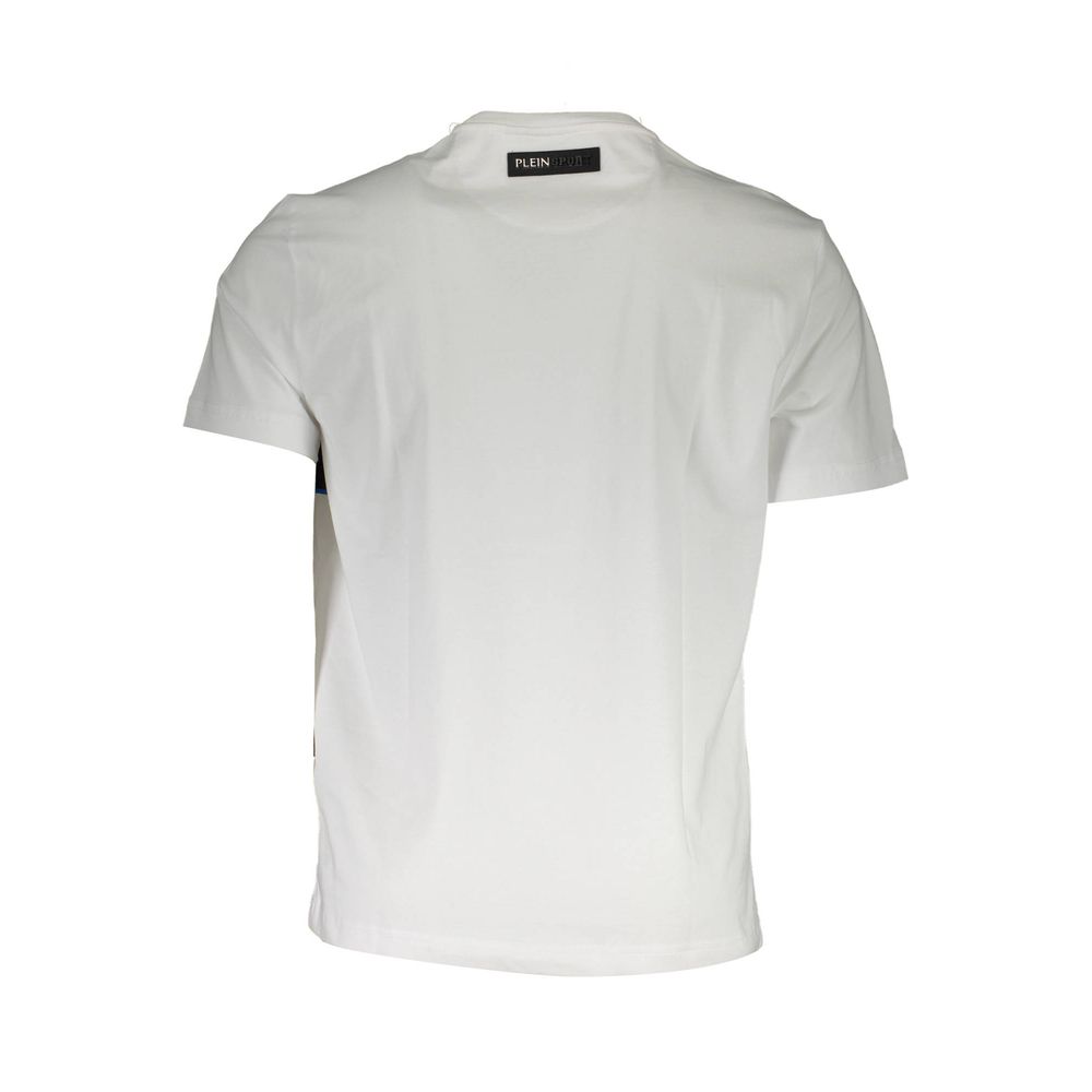 T-Shirt by Plein Sport for men in cotton canvas white showcases a dramatic silhouette, elegantly detailed with a dramatic and for a truly dramatic finish.