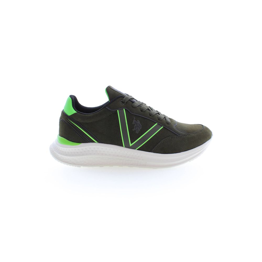 Sneakers by U.S. POLO ASSN. for men in polyester & polyethylene green presents a sumptuous silhouette, artfully capturing the essence of the Men's Athletic Casual Polyester & Polyethylene Sneakers with its sumptuous athletic casual style design.