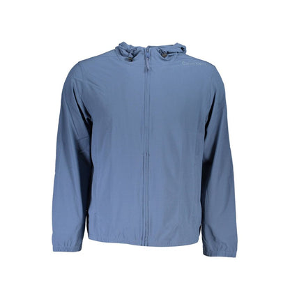 This Hooded Sweatshirt Sweater by Calvin Klein for men in stretch polyester blue presents a understated silhouette, featuring a sophisticated hooded neckline and long-sleeve for a understated finish.