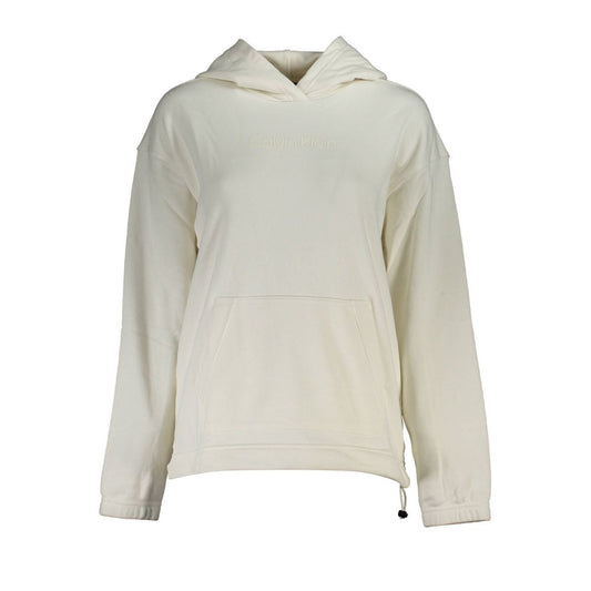 Hooded Sweatshirt Sweater by Calvin Klein for women in cotton polyester white showcases a downtown chic silhouette, artfully finished with a downtown chic hooded neckline and for a sophisticated, high-end look.