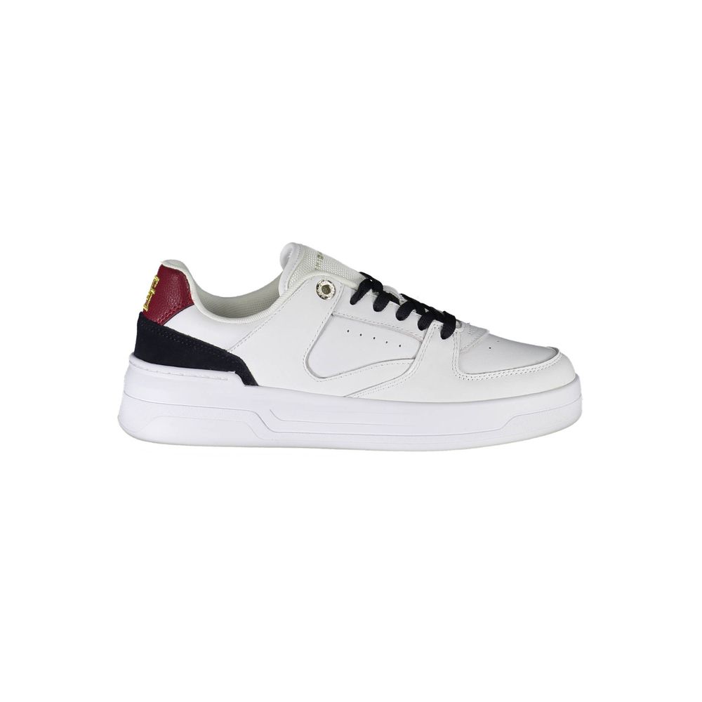 Sneakers by Tommy Hilfiger for women in polyester polyethylene leather white features a sumptuous design, perfectly showcasing the sumptuous athletic casual style of this Women's Athletic Casual Polyester Polyethylene Leather Sneakers.