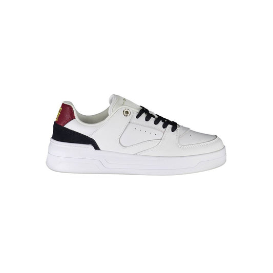 Sneakers by Tommy Hilfiger for women in polyester polyethylene leather white features a sumptuous design, perfectly showcasing the sumptuous athletic casual style of this Women's Athletic Casual Polyester Polyethylene Leather Sneakers.