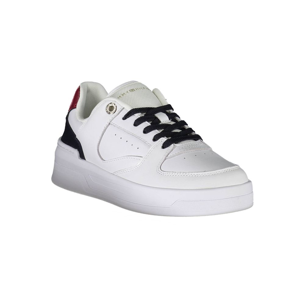 Sneakers by Tommy Hilfiger for women in polyester polyethylene leather white features an opulent silhouette from the Women's Athletic Casual Polyester Polyethylene Leather Sneakers collection, showcasing a signature athletic casual style with an opulent finish.