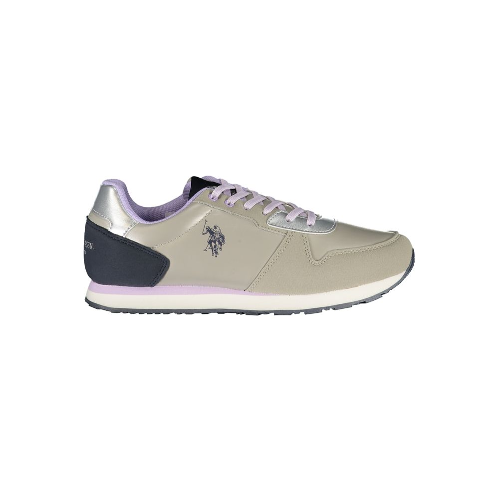 Sneakers by U.S. POLO ASSN. for women in polyester & polyethylene gray & silver features an opulent silhouette from the Women's Fashion Polyester & Polyethylene Sneakers collection, showcasing a signature fashion style with an opulent finish.