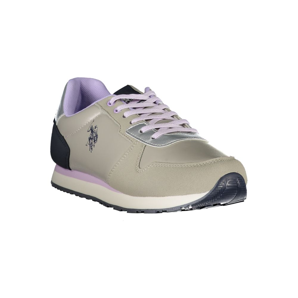 Sneakers by U.S. POLO ASSN. for women in polyester & polyethylene gray & silver features an sumptuous silhouette, showcasing the premium Women's Fashion Polyester & Polyethylene Sneakers in a sumptuous fashion style that offers a sumptuous finish for refined style.