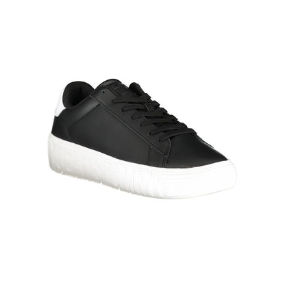 Sneakers by Tommy Hilfiger for men in polyester polyethylene leather black features an sumptuous design from the Men's Casual Polyester Polyethylene Leather Sneakers collection, highlighting a sumptuous casual style for a premium, high-fashion look.