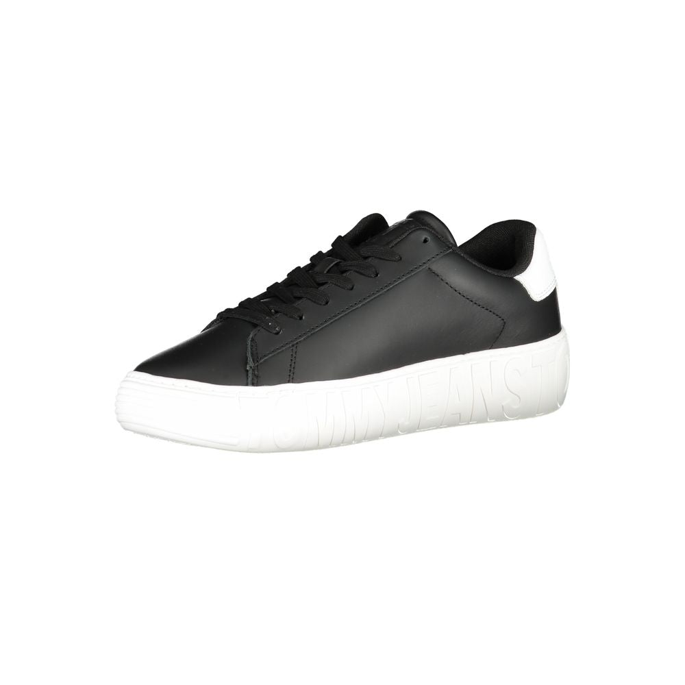 Sneakers by Tommy Hilfiger for men in polyester polyethylene leather black features an opulent silhouette from the Men's Casual Polyester Polyethylene Leather Sneakers collection, showcasing a signature casual style with an opulent finish.
