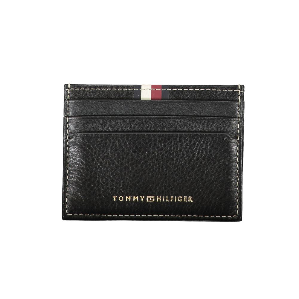 Cardholder Wallet by Tommy Hilfiger for men in leather black showcases a refined silhouette, artfully detailed with the signature style of the Leather Cardholder Wallet and functional card-organization compact-design.