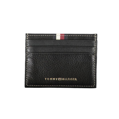 Cardholder Wallet by Tommy Hilfiger for men in leather black showcases a refined silhouette, artfully detailed with the signature style of the Leather Cardholder Wallet and functional card-organization compact-design.