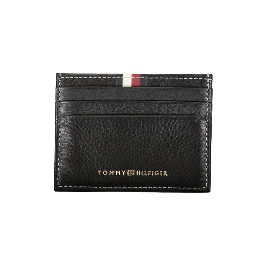 Cardholder Wallet by Tommy Hilfiger for men in leather black showcases a refined silhouette, artfully detailed with the signature style of the Leather Cardholder Wallet and functional card-organization compact-design.