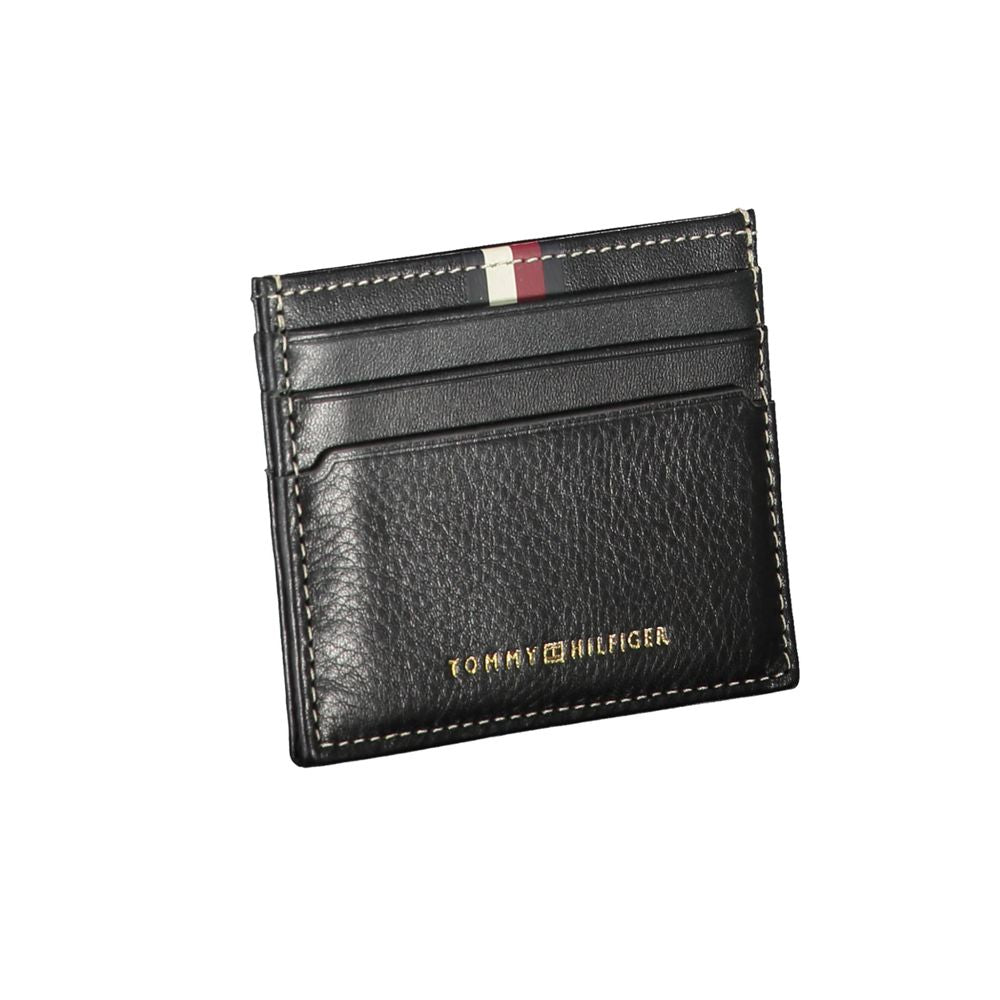 Cardholder Wallet by Tommy Hilfiger for men in leather black features a streamlined silhouette, showcasing the streamlined Leather Cardholder Wallet design with sophisticated card-organization compact-design for a premium look.