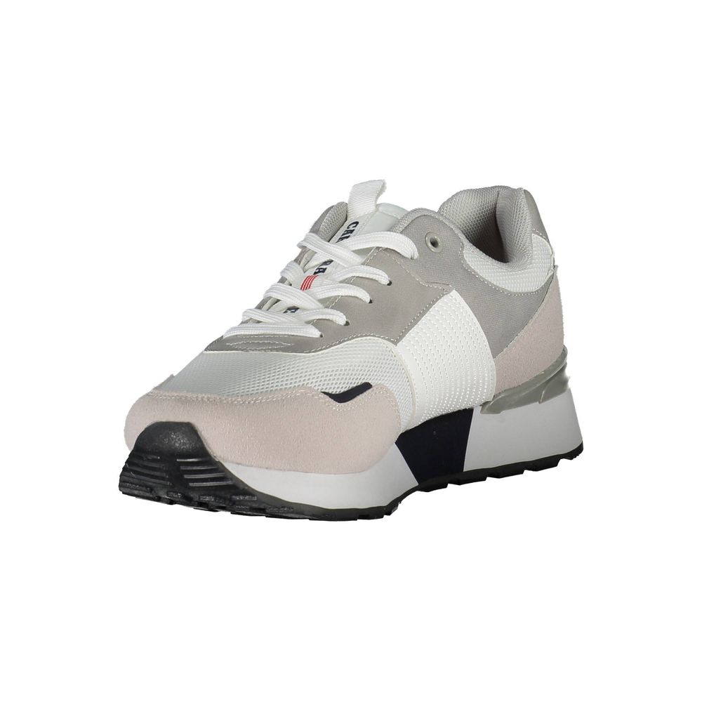Sneakers by Carrera for men in polyester polyurethane leather white presents a sumptuous silhouette as Men's Low Top Polyester Polyurethane Leather Sneakers, expertly defined by a sumptuous low-top style for a sumptuous, high-fashion look.