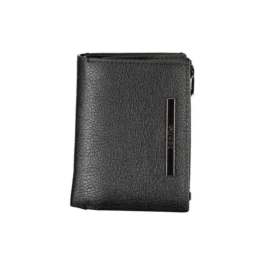 Cardholder Wallet by Calvin Klein for men in leather black presents a streamlined silhouette, showcasing the sophisticated design of the Leather Cardholder Wallet collection with functional card-organization zip-around coin-purse.