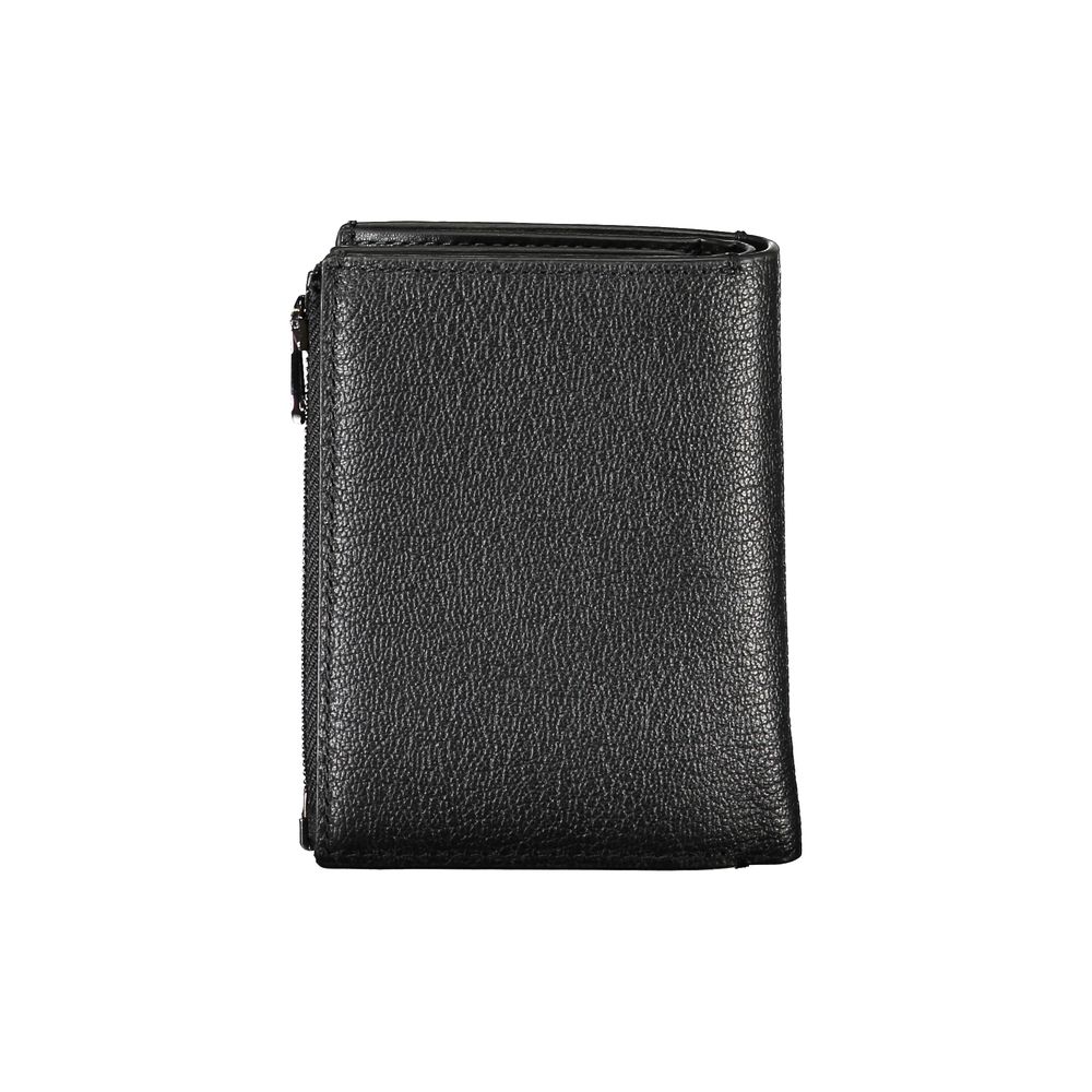 Cardholder Wallet by Calvin Klein for men in leather black showcases a discerning silhouette, artfully capturing the essence of Leather Cardholder Wallet with its functional card-organization zip-around coin-purse.