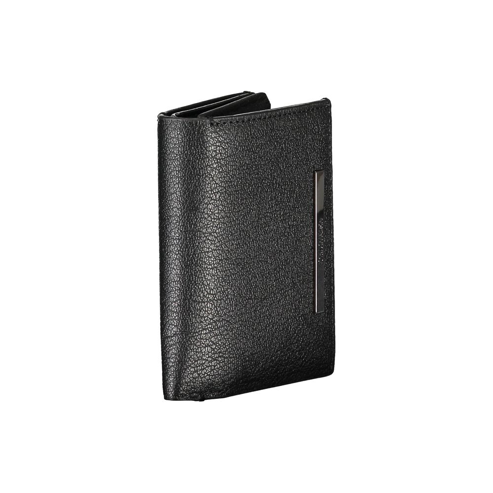 Cardholder Wallet by Calvin Klein for men in leather black presents a refined silhouette, artfully capturing the essence of the Leather Cardholder Wallet design with sophisticated card-organization zip-around coin-purse for a refined look.